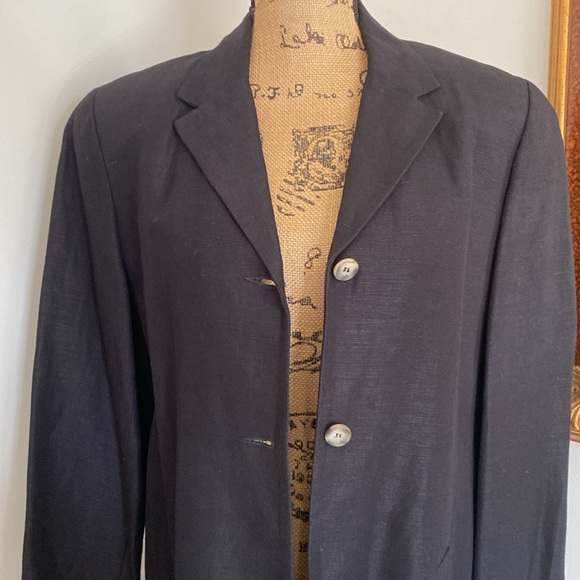 New Finity Blazer Jacket Lined Cardigan Linen Blend Women`s 3 Buttons Black 8 - Picture 6 of 10